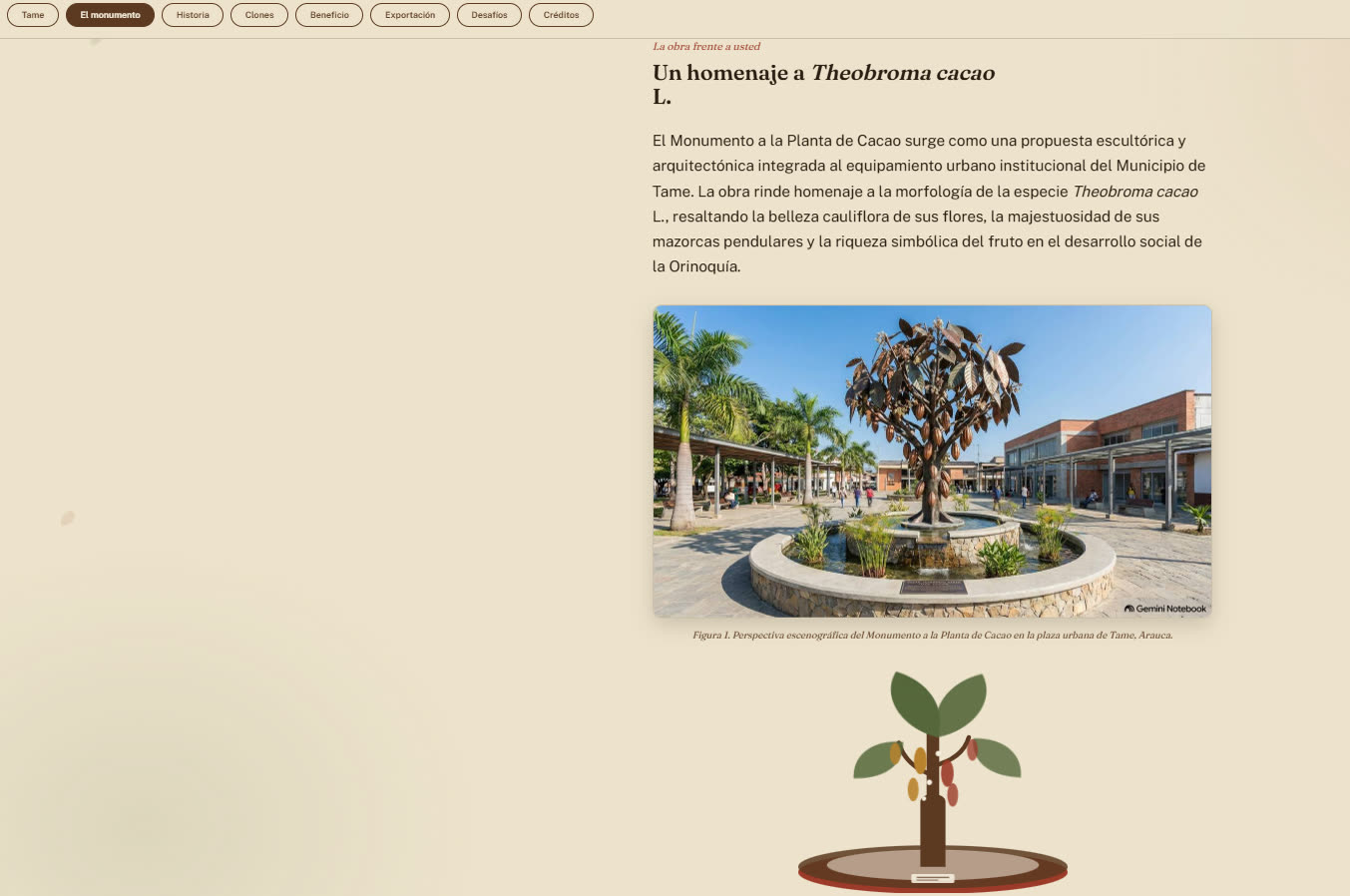 Sección del monumento en Cacao Tame